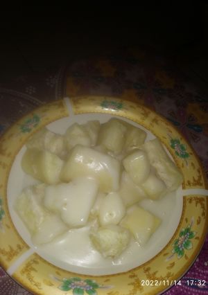 Foto resep Singkong rebus vla santan