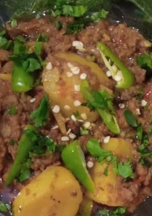 A picture of Qeema aloo.