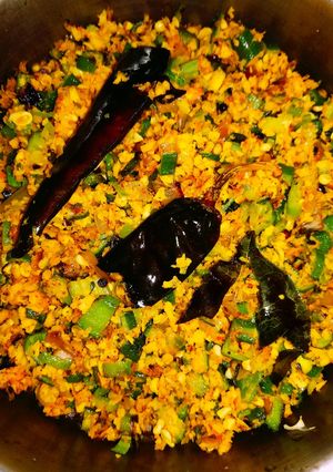 A picture of Bhindi coconut strir fry (bhindi sabji or ladies finger thoran).