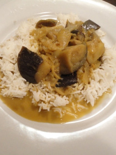 A picture of Eggplant and Potatoes in Coconut Sauce.