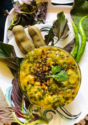 A picture of Red Amranth Dal sabji.