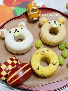 高鈣助成長-懶懶熊甜甜圈飯糰 的食譜成品照片
