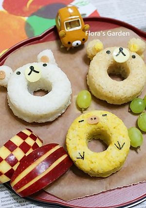 高鈣助成長-懶懶熊甜甜圈飯糰 的食譜成品照片