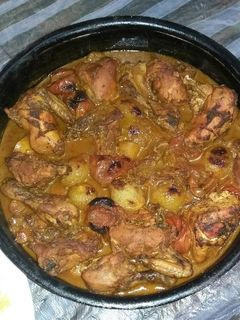 صورة لوصفة دجاج بالفحم مع رز بالخضار