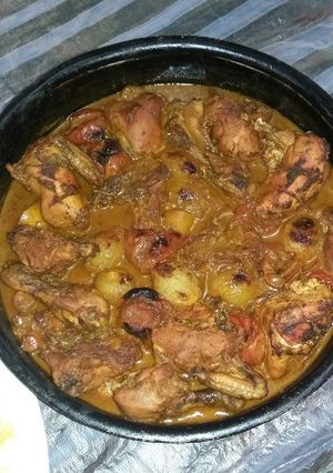 صورة لوصفة دجاج بالفحم مع رز بالخضار