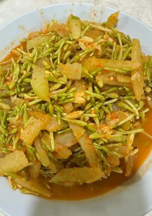 Foto resep Tumis Bunga Pepaya dan labu jpn Vegan