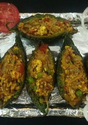 A picture of Cottage Cheese Stuffed Bitter Gourd (Side dish).