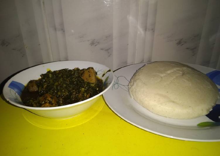 Afang soup with tuwo Masara(corn flour)