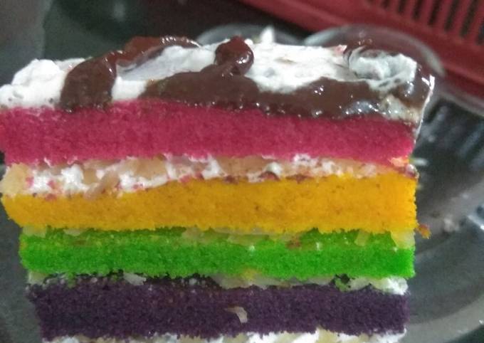 Rainbow cake kukus+butter cream lembut gak enek