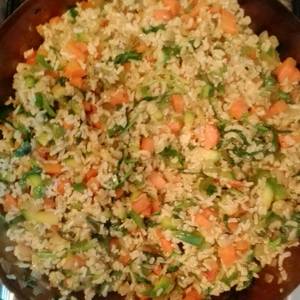 Arroz integral con verduras al wok