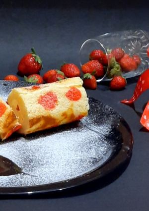 A picture of Strawberry swiss roll.