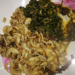 A picture of Macaroni and vegetable sauce.
