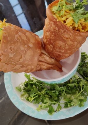 A picture of Cone bhel | Homemade Cone Chat.