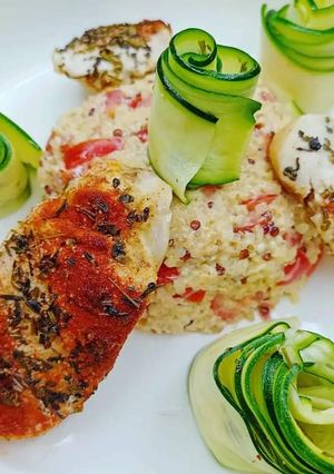 Une photo de 🥒🍋 Quinoa sauce chorizo courgette