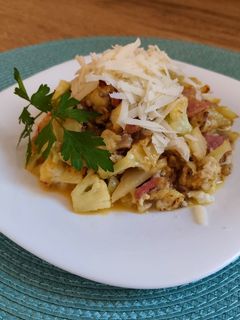 Una foto de Coliflor a la carbonara sin nata dieta keto