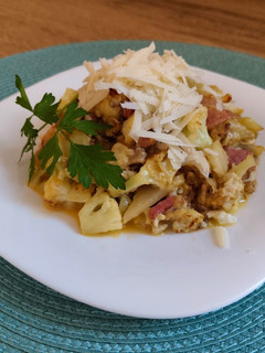 Una foto de Coliflor a la carbonara sin nata dieta keto