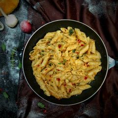 A picture of Penne Pasta in Pumpkin Sauce.