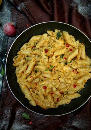 A picture of Penne Pasta in Pumpkin Sauce.
