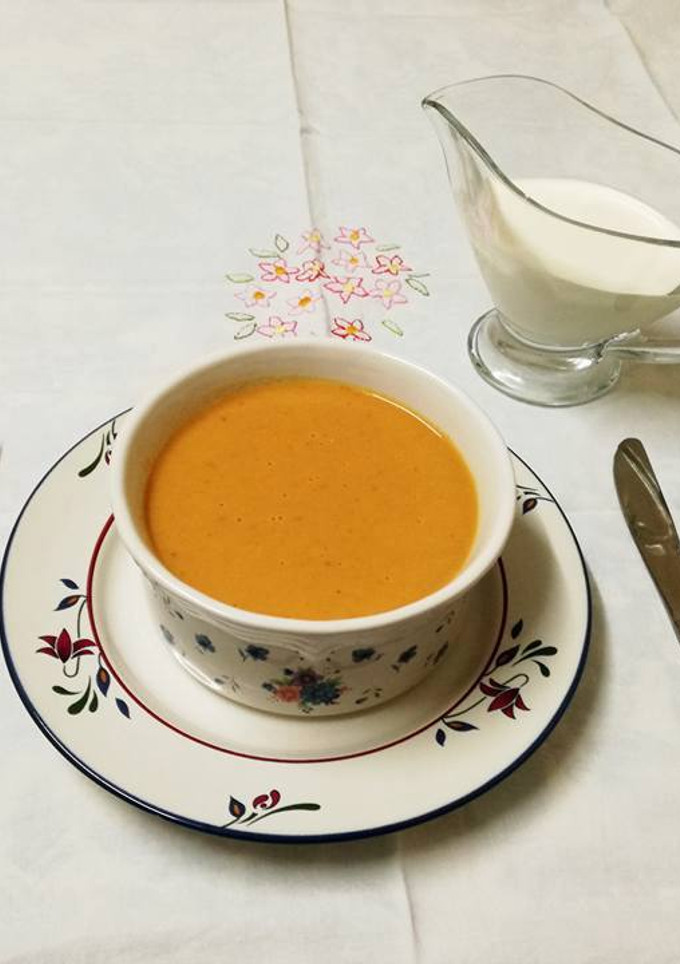 Una foto de Crema de langostinos
