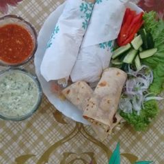 A picture of Hot and spicy chicken paratha roll.