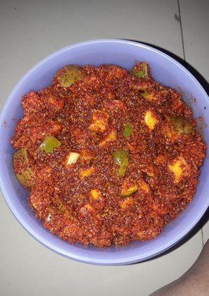 A picture of Row mango pickal.