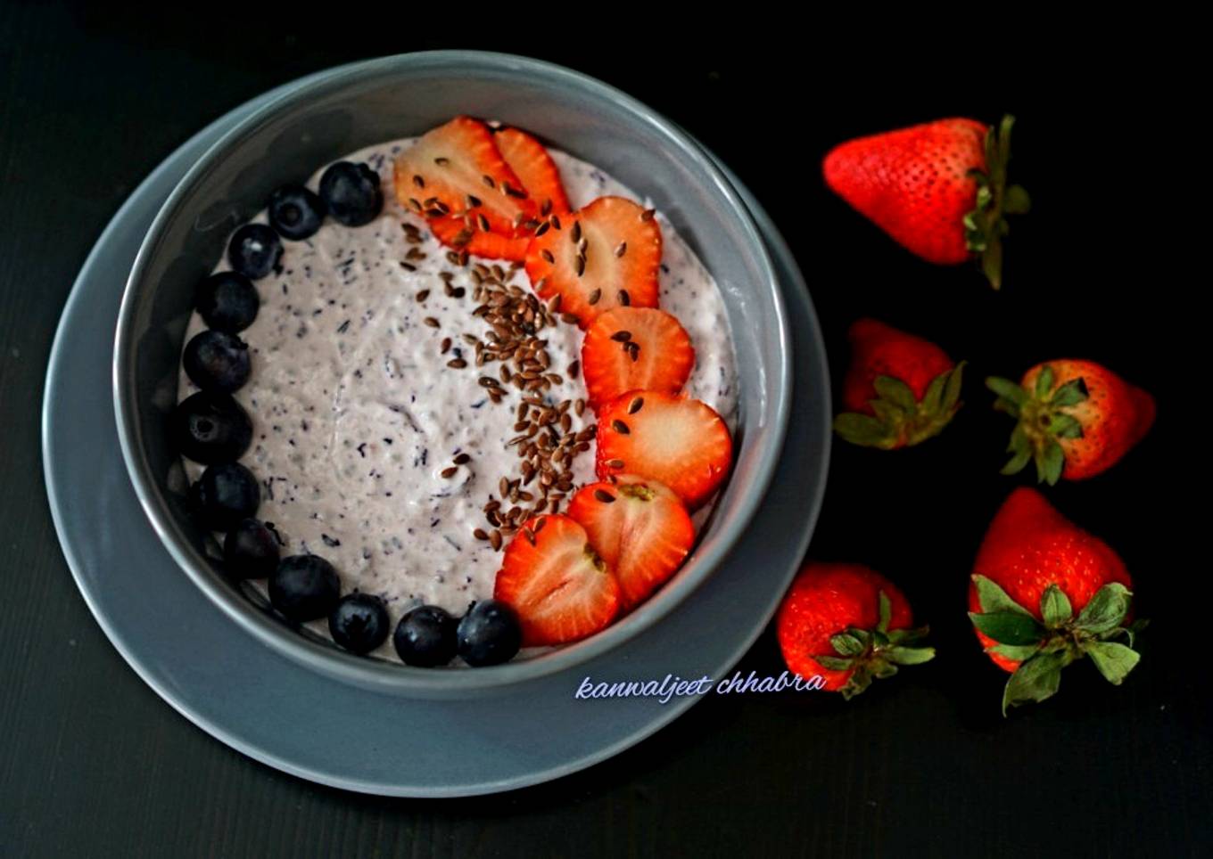 Greek yogurt chia seeds bowl