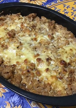 Une photo de Gratin de chou-fleur au bouillon de crevettes et emmental