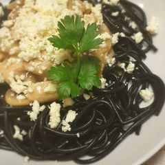 Black and "white" spaghetti A picture of Black and "white" spaghetti.