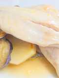 Lubina al horno con patatas calabacín y berenjena