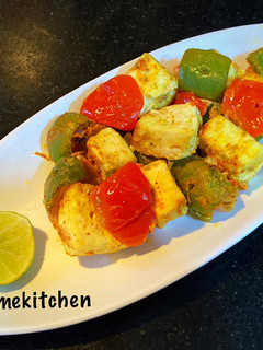A picture of Three Color Paneer Tikka.