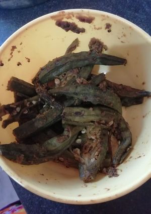 A picture of Bharwa bhindi.