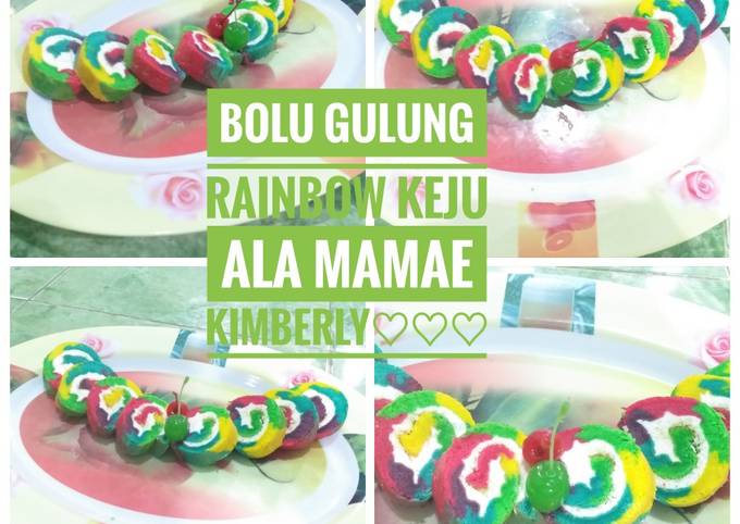 Bolu Gulung Rainbow Keju Pakai Otang