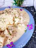 Champignons stroganof poulet et semoule 😋