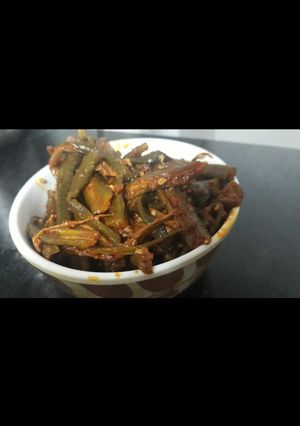 A picture of Masale wali bhindi (okra).
