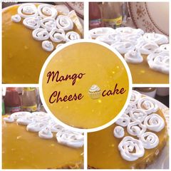 A picture of Eggless Mango Cheesecake.