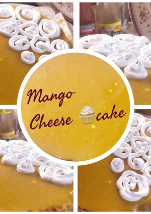 A picture of Eggless Mango Cheesecake.