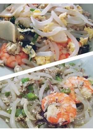 A picture of 鲜虾炒米苔目 Short Rice Noodles with Shrimps.