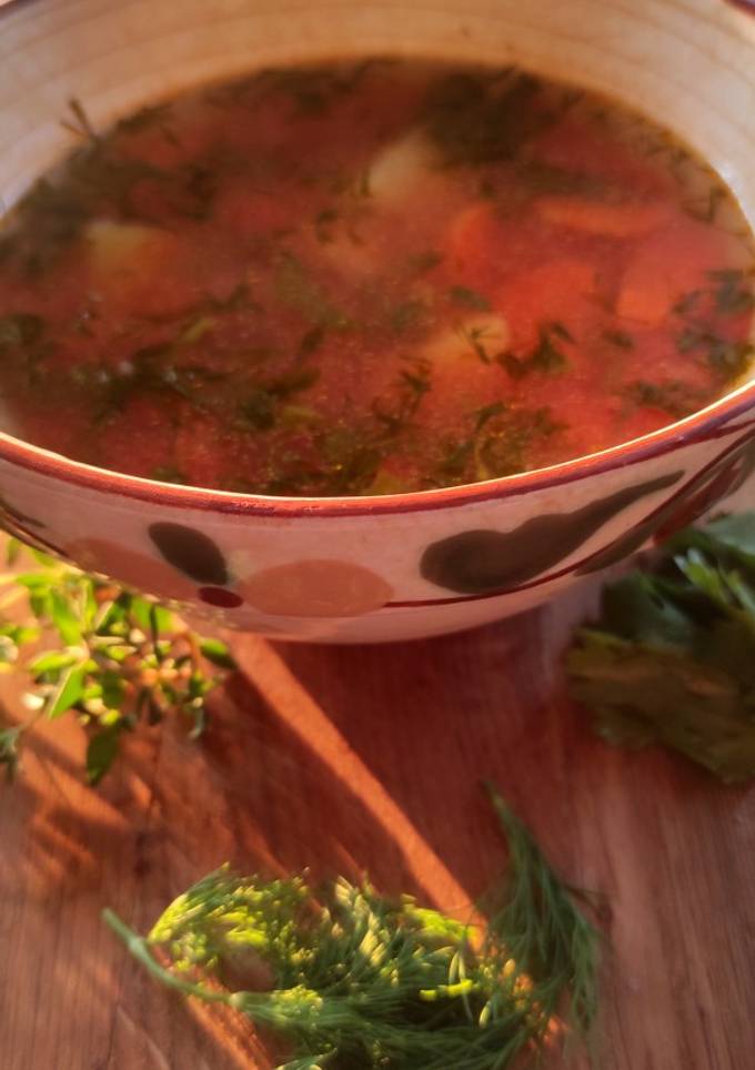 Зупа помідорова з кускусом (з кінзою та чебрецем)