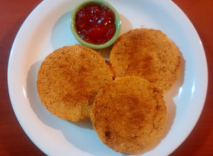 Una foto de Hamburguesas de porotos (del que más te guste) vegetarianas