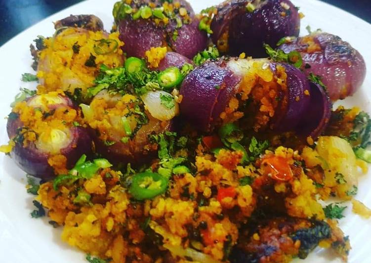 Recipe of Award-winning Stuffed onion with poha stuffing