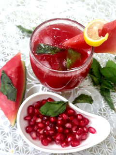A picture of Watermelon & pomegranate lemonade.