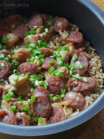 Recipe Chicken and Chinese Sausage Rice (Rice Cooker) the Delicious You can take Joss in your mouth