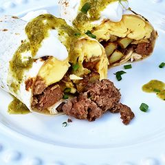 A picture of Wagyu Beef Sausage, Potato, and Egg Breakfast Burritos.