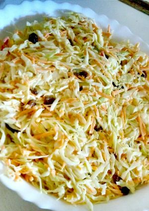 A picture of Sweet coleslaw salad.