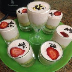 A picture of Strawberry Cheesecakes.