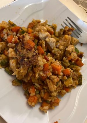 Una foto de Pollo con arroz estilo teriyaki Fodmap
