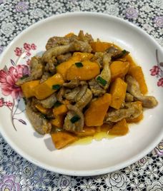 thịt thăn heo, hành tím