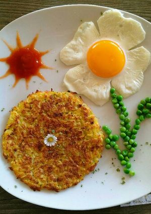 รูปของ Rösti (เริอช-ติ) มันฝรั่งขูดทอดแผ่น
