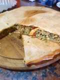 Tarta de berenjena, espinaca y pescadilla