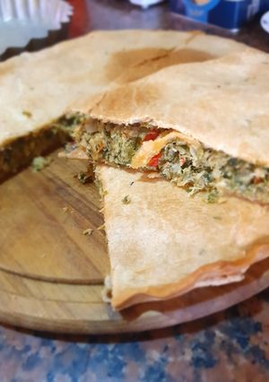 Una foto de Tarta de berenjena, espinaca y pescadilla